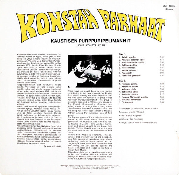Kaustisen Purppuripelimannit Johtaa Konsta Jylhä : Konstan Parhaat Osa 1 (LP)