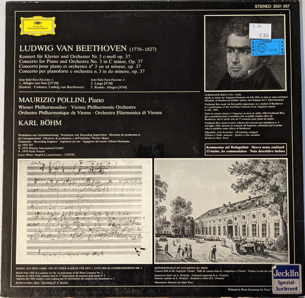 Ludwig van Beethoven - Wiener Philharmoniker • Wiener Philharmoniker, Maurizio Pollini • Karl Böhm : Klavierkonzert = Piano Concerto No.3 (LP, No )