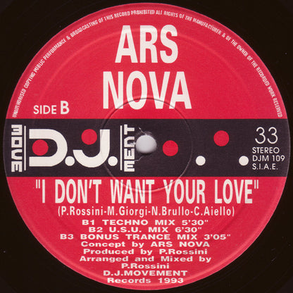 Ars Nova : I Don't Want Your Love (12")