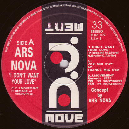 Ars Nova : I Don't Want Your Love (12")