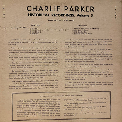 Charlie Parker : Le Jazz Cool, Historical Recordings, Vol. 3 (LP, Comp, Gol)