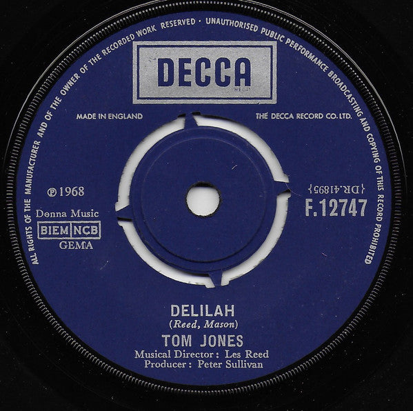 Tom Jones : Delilah (7", Single)