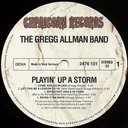 The Gregg Allman Band : Playin' Up A Storm (LP, Album, Gat)