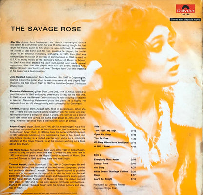 Savage Rose : The Savage Rose (LP, Album)