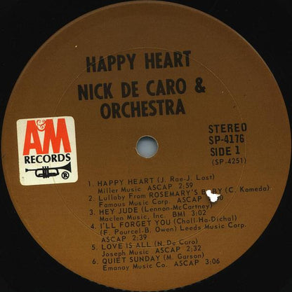 Nick DeCaro And His Orchestra : Happy Heart (LP, Album)