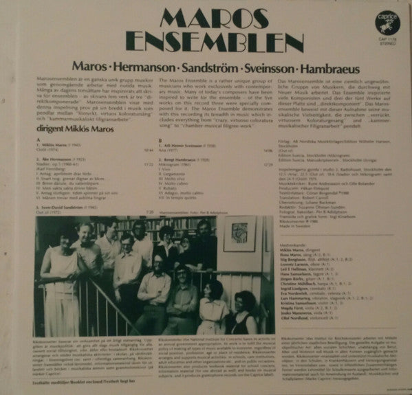 Marosensemblen, Miklós Maros, Åke Hermanson, Sven-David Sandström, Atli Heimir Sveinsson, Bengt Hambraeus : Marosensemblen (LP)