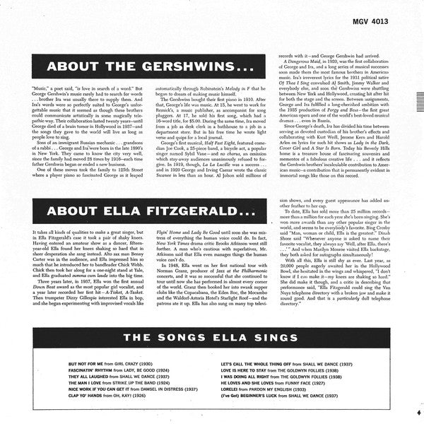 Ella Fitzgerald : Ella Fitzgerald Sings The Gershwin Song Book Vol. 1 (LP, Album, Mono, Col)