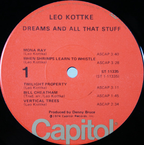 Leo Kottke : Dreams And All That Stuff (LP, Album, Jac)