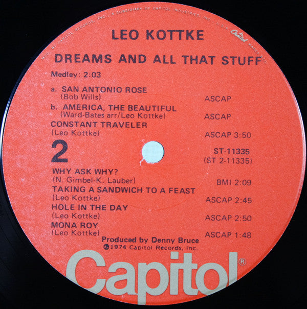 Leo Kottke : Dreams And All That Stuff (LP, Album, Jac)