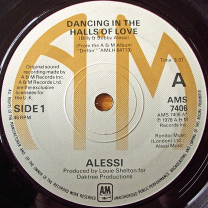 Alessi : Dancing In The Halls Of Love (7", Single)