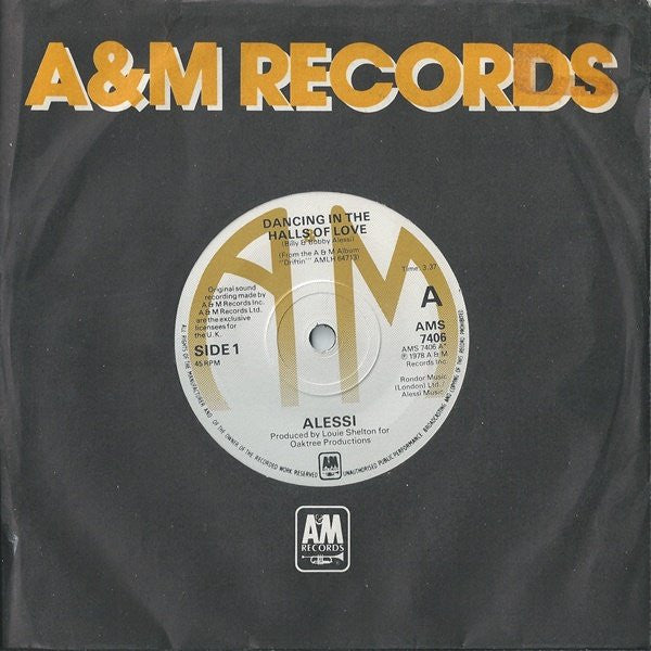 Alessi : Dancing In The Halls Of Love (7", Single)