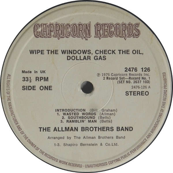 The Allman Brothers Band : Wipe The Windows, Check The Oil, Dollar Gas (2xLP, Album)