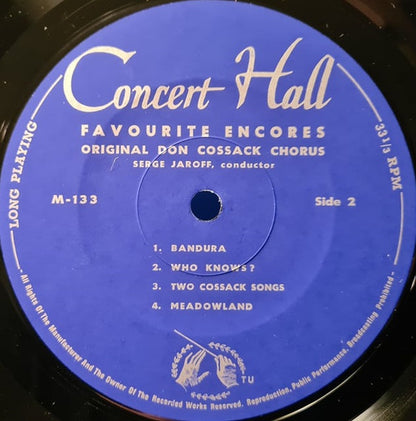 Don Kosaken Chor Serge Jaroff Conductor Serge Jaroff : Favourite Encores (10", Comp, Mono)