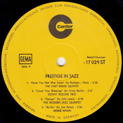 Various : Prestige In Jazz (LP, Smplr, Gat)