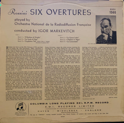 Gioacchino Rossini /  Igor Markevitch, Orchestre National De France : Six Overtures (LP, Album, Mono)