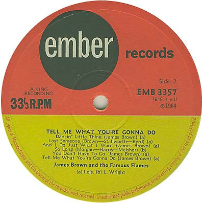 James Brown & The Famous Flames : Tell Me What You're Gonna Do (LP)