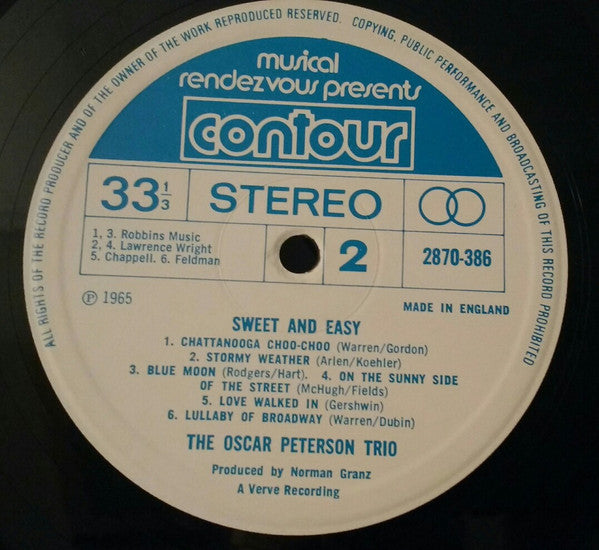 The Oscar Peterson Trio : Sweet And Easy (LP, Comp, RE)