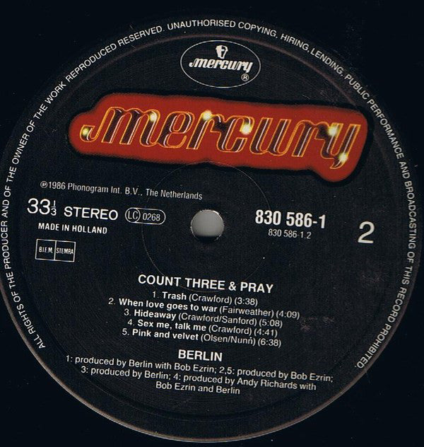 Berlin : Count Three & Pray (LP, Album)