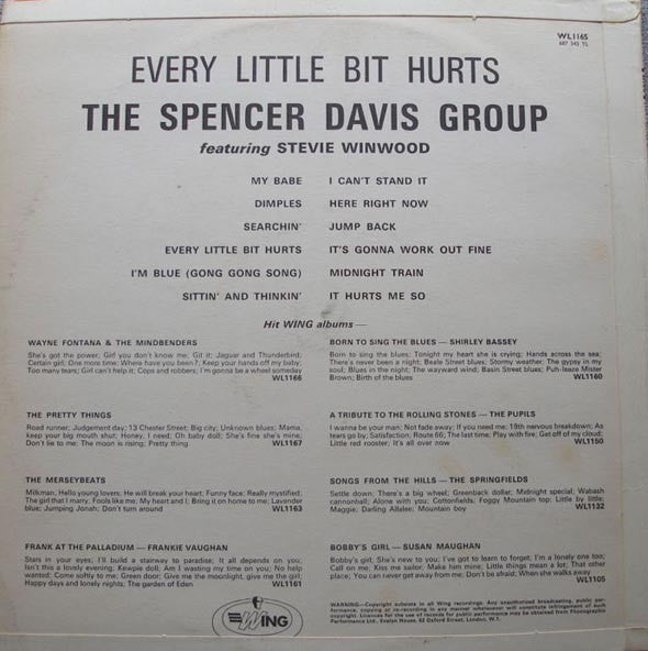 The Spencer Davis Group Featuring Steve Winwood : Every Little Bit Hurts (LP, Album, RE)