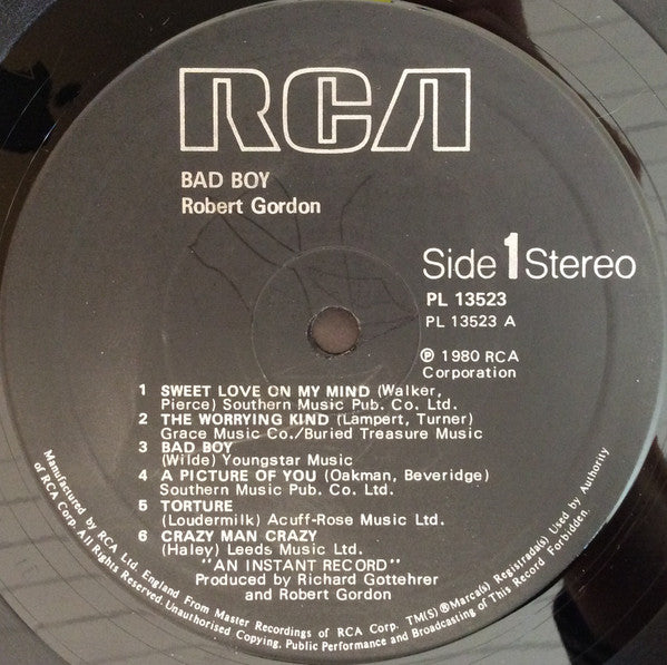 Robert Gordon (2) : Bad Boy (LP, Album)