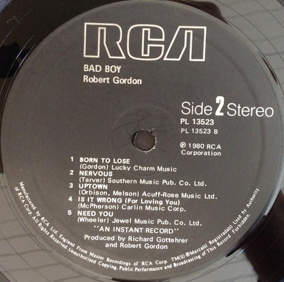Robert Gordon (2) : Bad Boy (LP, Album)