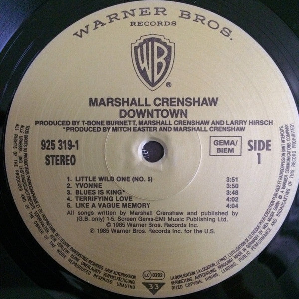 Marshall Crenshaw : Downtown (LP, Album)