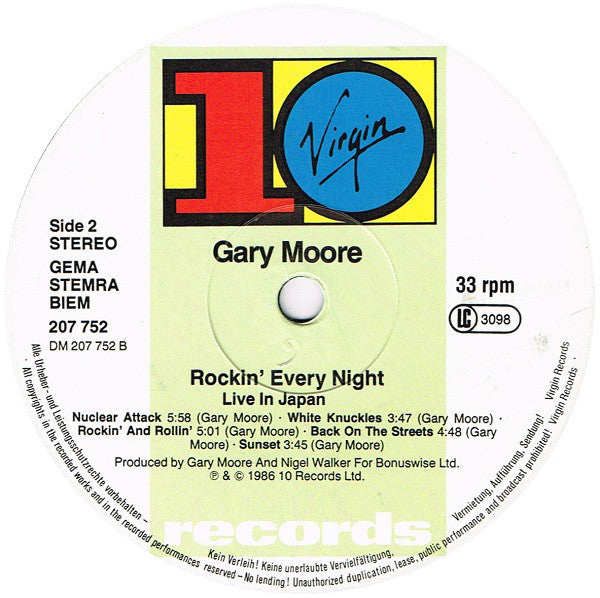 Gary Moore : Rockin' Every Night - Live In Japan (LP, Album)