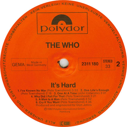 The Who : It's Hard (LP, Album, Wes)