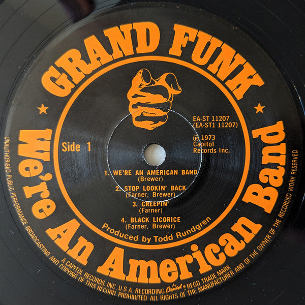 Grand Funk Railroad : We're An American Band (LP, Album, Gat)