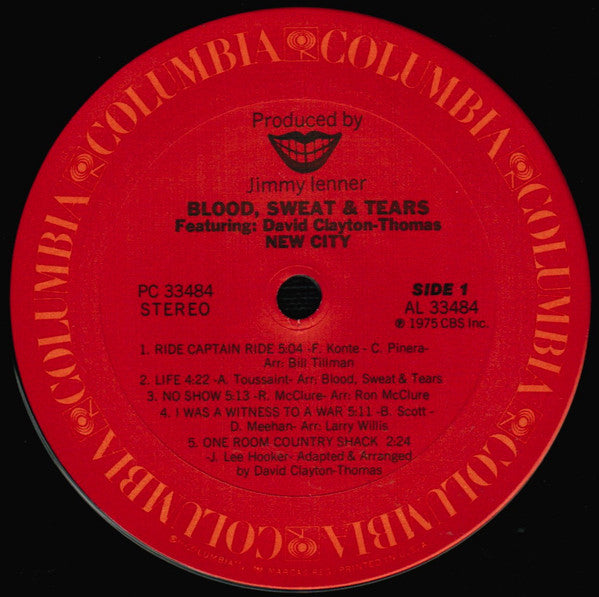 Blood, Sweat And Tears Featuring David Clayton-Thomas : New City (LP, Album, Pit)