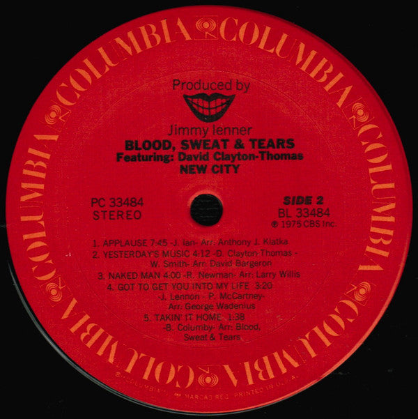 Blood, Sweat And Tears Featuring David Clayton-Thomas : New City (LP, Album, Pit)