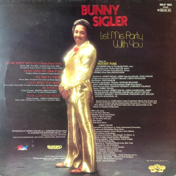 Bunny Sigler : Let Me Party With You (LP, Album)