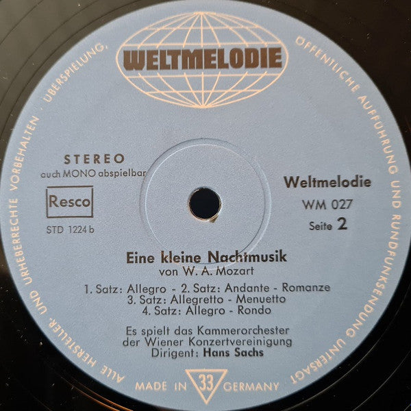 Wolfgang Amadeus Mozart, Kammerorchester Der Wiener Konzertvereinigung : Eine Kleine Nachtmusik (LP)