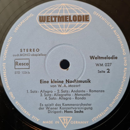 Wolfgang Amadeus Mozart, Kammerorchester Der Wiener Konzertvereinigung : Eine Kleine Nachtmusik (LP)