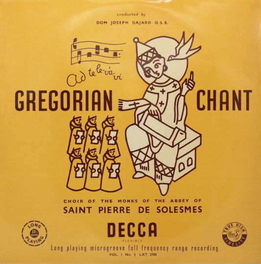 Chœur Des Moines De L'Abbaye Saint-Pierre De Solesmes, Dom Joseph Gajard : Gregorian Chant - Vol. 1, No. 5 (LP, Mono)