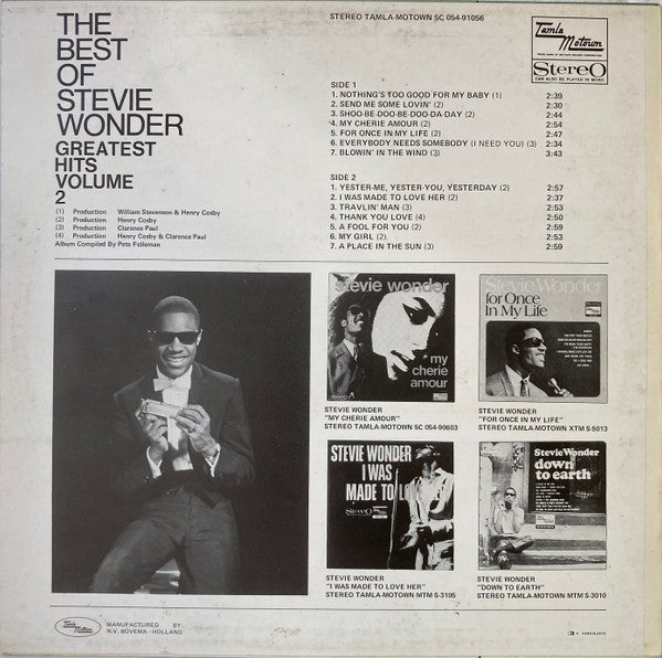 Stevie Wonder : The Best Of Stevie Wonder - Greatest Hits Volume 2 (LP, Comp, RE)