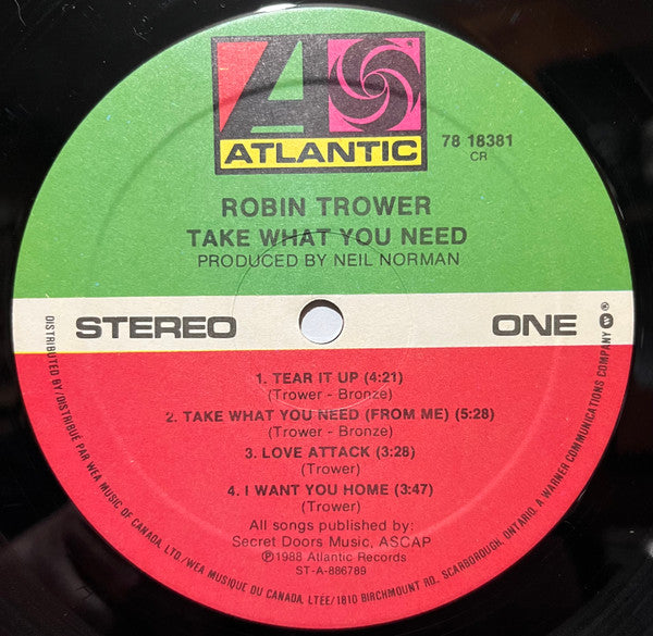 Robin Trower : Take What You Need (LP, Album)