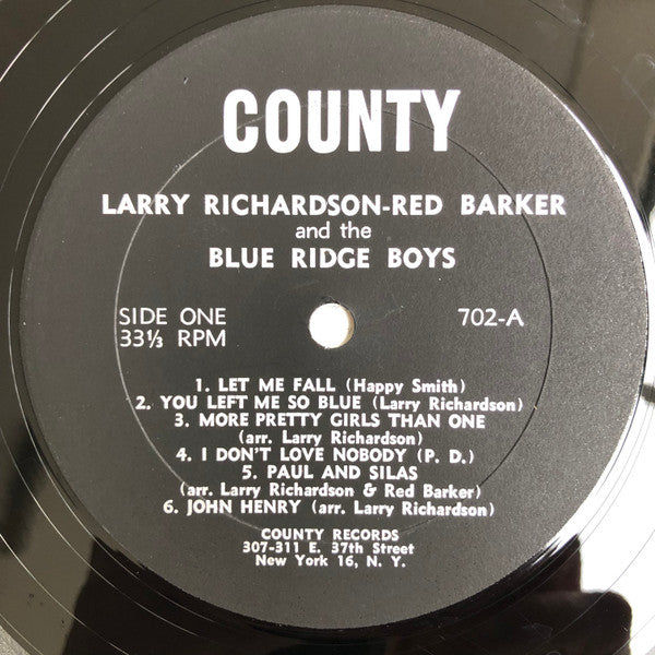 Larry Richardson (3) & Red Barker And The Blueridge Boys : Larry Richardson & Red Barker And The Blue Ridge Boys (LP, Album)