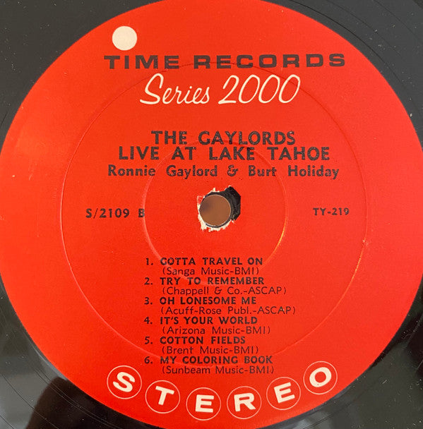 The Gaylords, Gaylord & Holiday : Live At Lake Tahoe (LP)