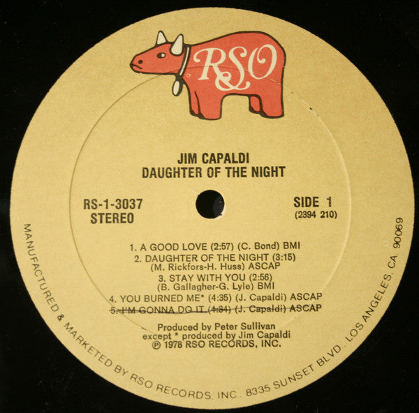 Jim Capaldi : Daughter Of The Night (LP, Album, All)