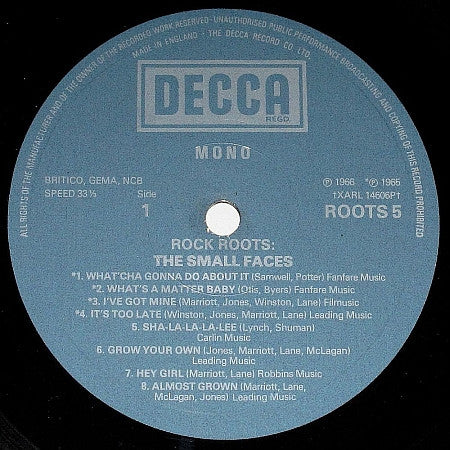 Small Faces : Rock Roots (LP, Comp, Mono)