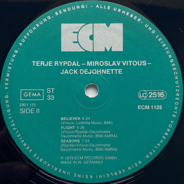 Terje Rypdal / Miroslav Vitous / Jack DeJohnette : Terje Rypdal / Miroslav Vitous / Jack DeJohnette (LP, Album)