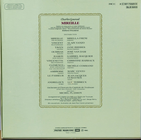 Charles Gounod - Mirella Freni, Alain Vanzo, José van Dam, Jane Rhodes, Gabriel Bacquier, Orchestre National Du Capitole De Toulouse Et Chœur Du Capitole De Toulouse, Michel Plasson : Mireille (3xLP, Album + Box)