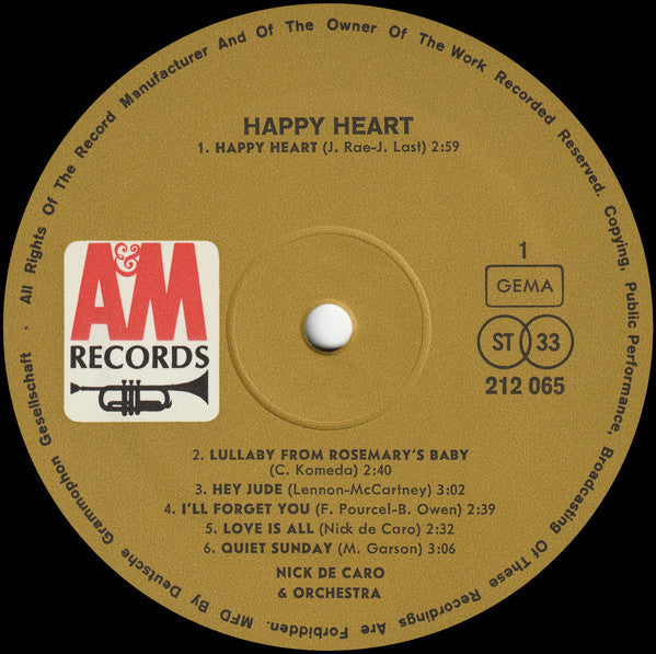 Nick DeCaro And His Orchestra : Happy Heart (LP, Album)