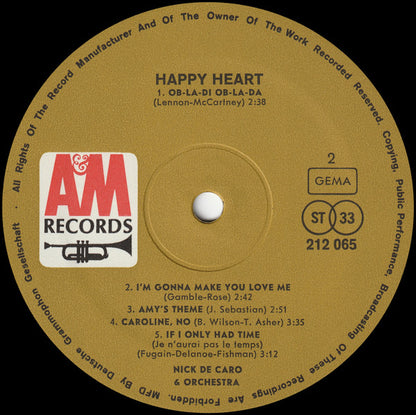 Nick DeCaro And His Orchestra : Happy Heart (LP, Album)