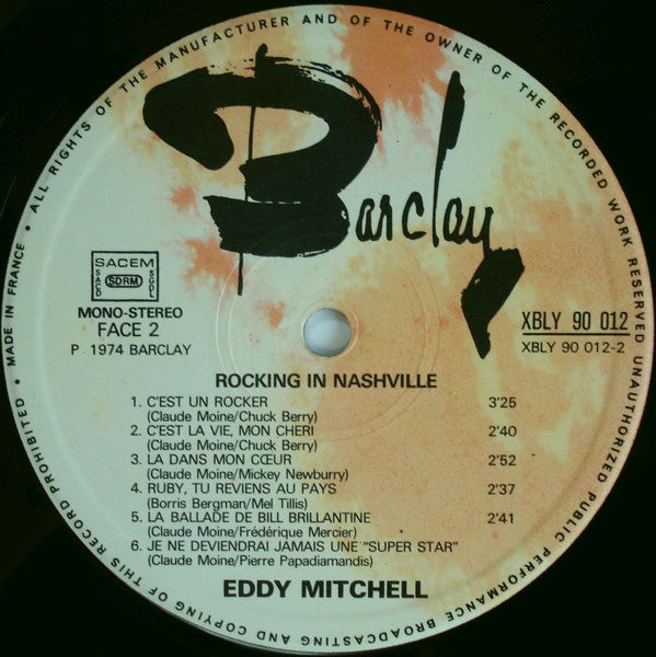 Eddy Mitchell : Rocking In Nashville (LP, Album, Gat)