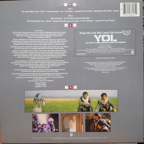 Sebastian Argol : Yol (Original Motion Picture Soundtrack) (LP, Album)