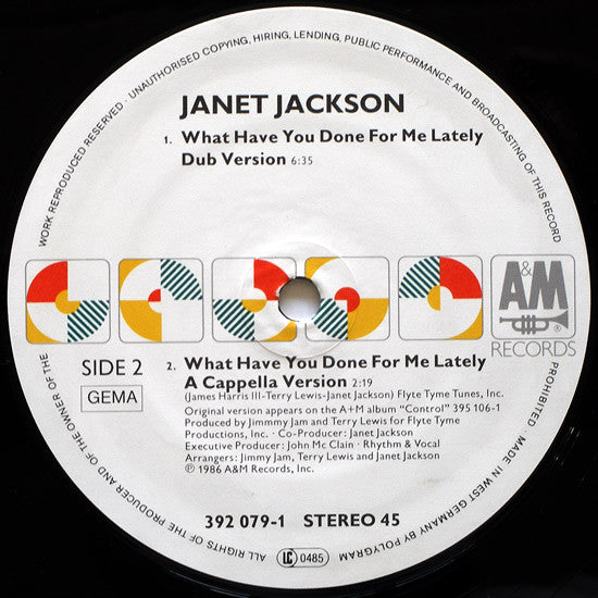 Janet Jackson : What Have You Done For Me Lately (12", Maxi)