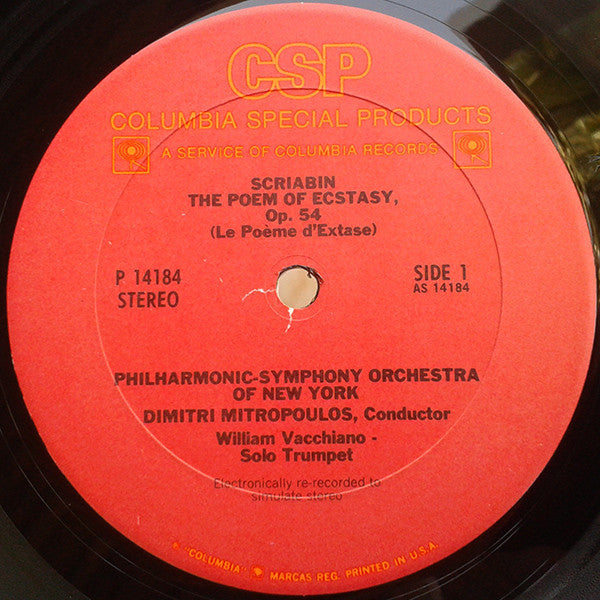 Alexander Scriabin, Philharmonic-Symphony Orchestra Of New York, Dimitri Mitropoulos : The Poem Of Ecstasy / The Poem Of Fire (LP, Fak)