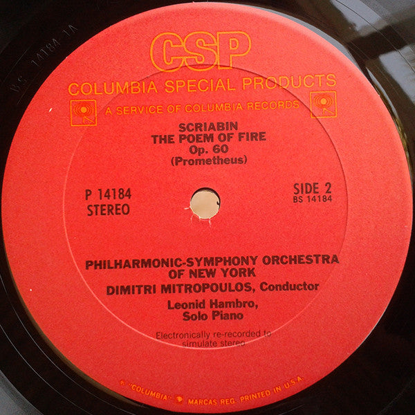 Alexander Scriabin, Philharmonic-Symphony Orchestra Of New York, Dimitri Mitropoulos : The Poem Of Ecstasy / The Poem Of Fire (LP, Fak)